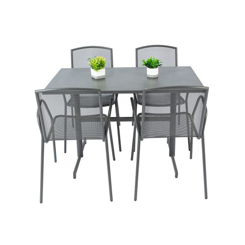 117*70cm Rectangle Folding Table and 4 Mesh Armchairs